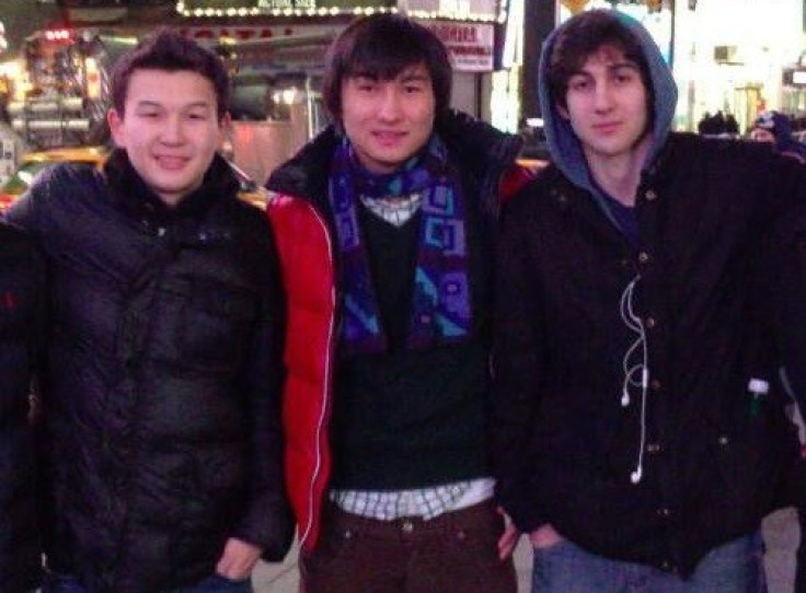 "The 2 suspects from Kazakhstan are pictured here with Tsarnaev in Times Square
