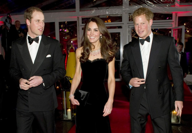 Prince William (L) and his wife Catherine, Duchess of Cambridge and Prince Harry