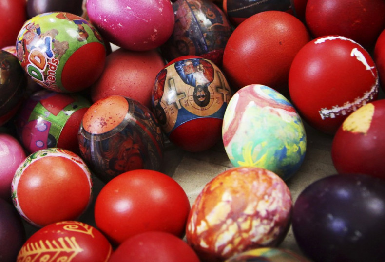 Easter eggs are seen during an Orthodox Easter mass at Saint Sava church in Mitrovica, May 5, 2013. Ethnic Serbs from the Serb-dominated northern part of the ethnically divided town of Mitrovica cross the bridge to attend a mass at Saint Sava church locat