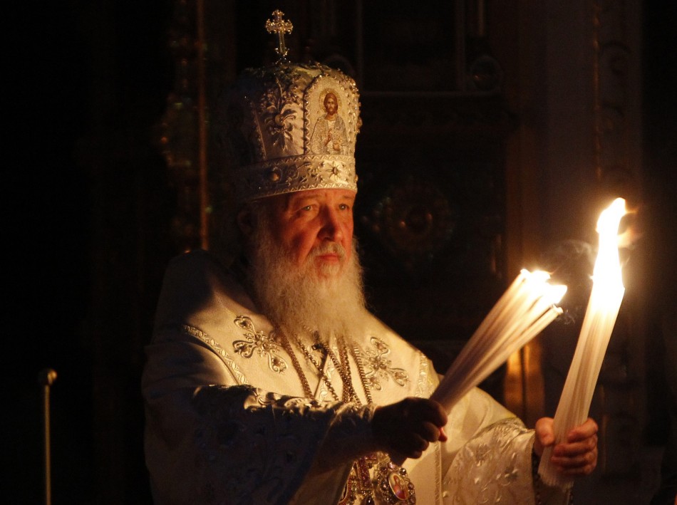 Kirill, Patriarch of Moscow and All Russia, leads an Orthodox Easter service in the Christ the Saviour Cathedral in Moscow May 4, 2013.