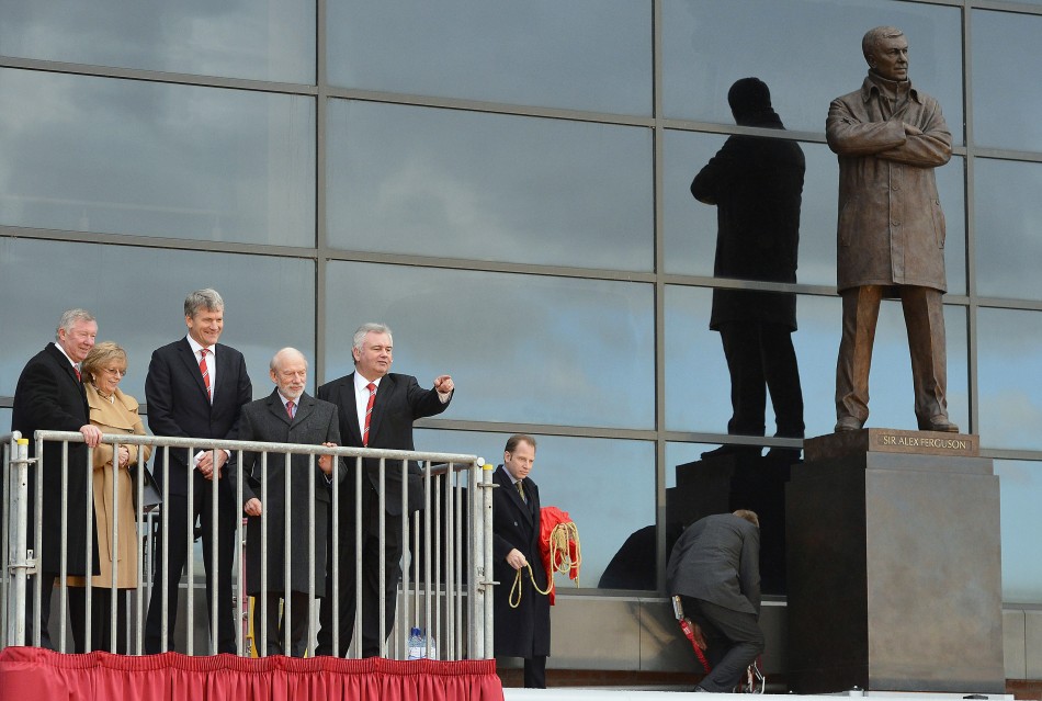 November 23 2012 Ferguson L attends the unveiling of a statue commemorating his career at the club with his wife Catherine 2nd L, club chief executive David Gill 3rd L, sculptor Philip Jackson 4th L and television presenter Eamonn Holmes R, at