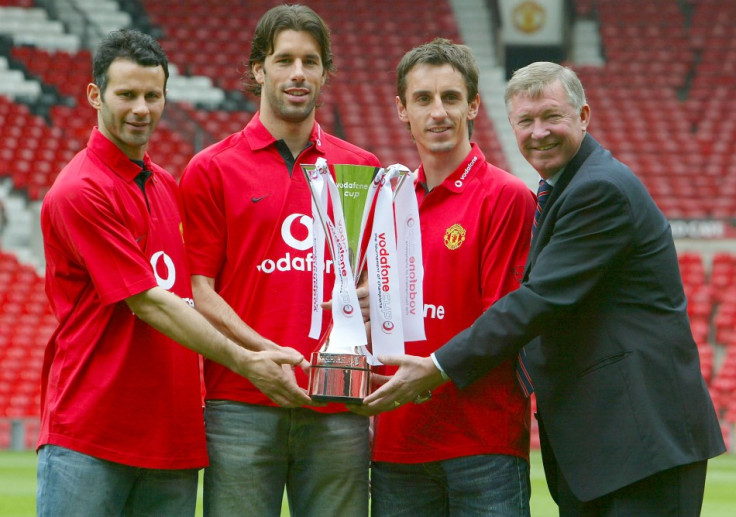 (From L to R) Ryan Giggs, Ruud van Nistlerooy, Gary Neville and Sir Alex Ferguson
