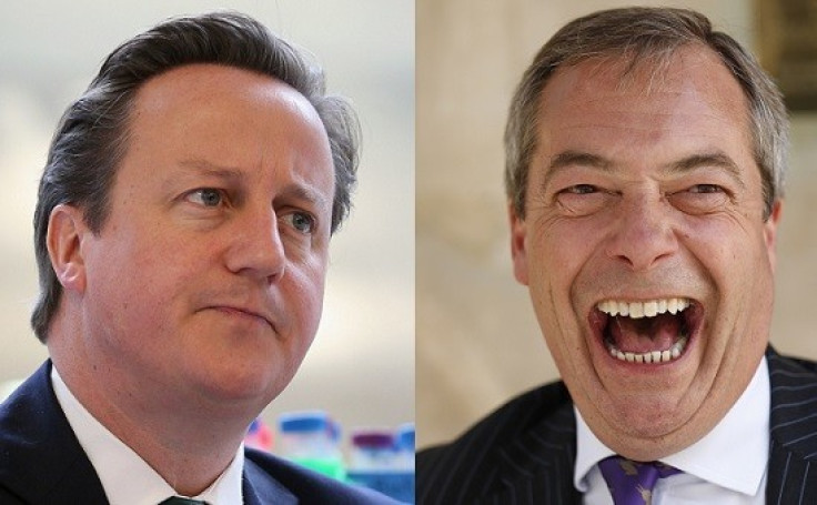 Cameron (l) ruminates as Nigel Farage's party win Tory votes