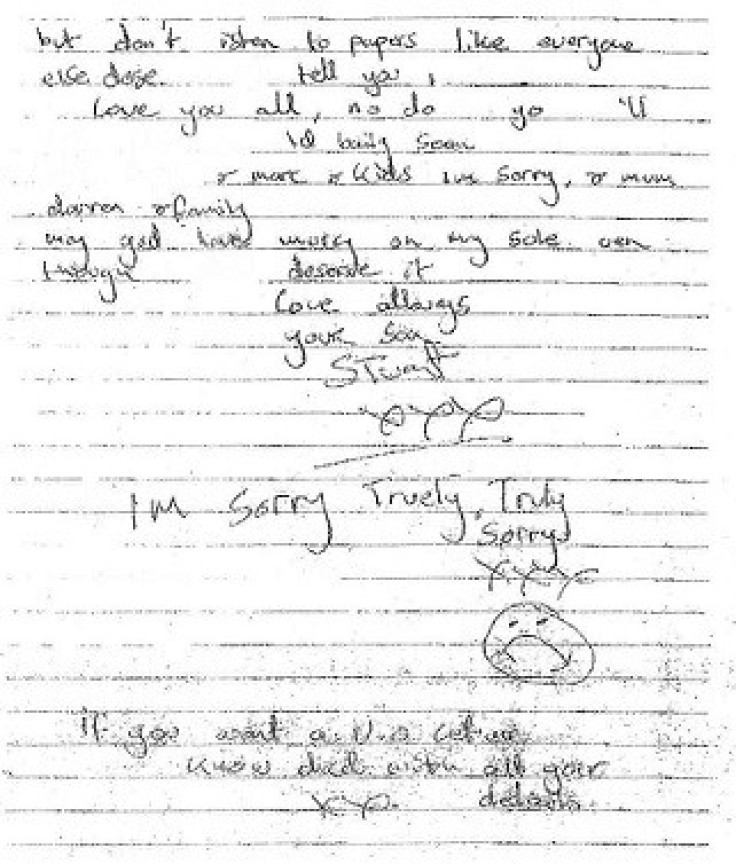 The letter Hazell wrote to his father, signed off with "i'm sorry, truly, truly sorry"(Met police)