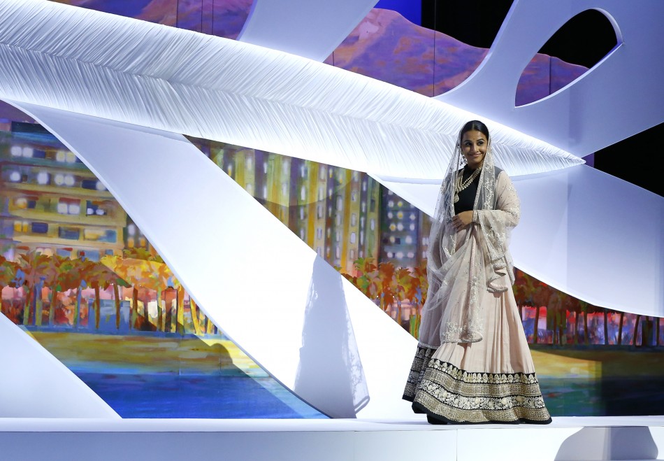 Jury member of the 66th Cannes Film Festival actress Vidya Balan arrives on stage during the opening ceremony of the 66th Cannes Film Festival in Cannes May 15, 2013.
