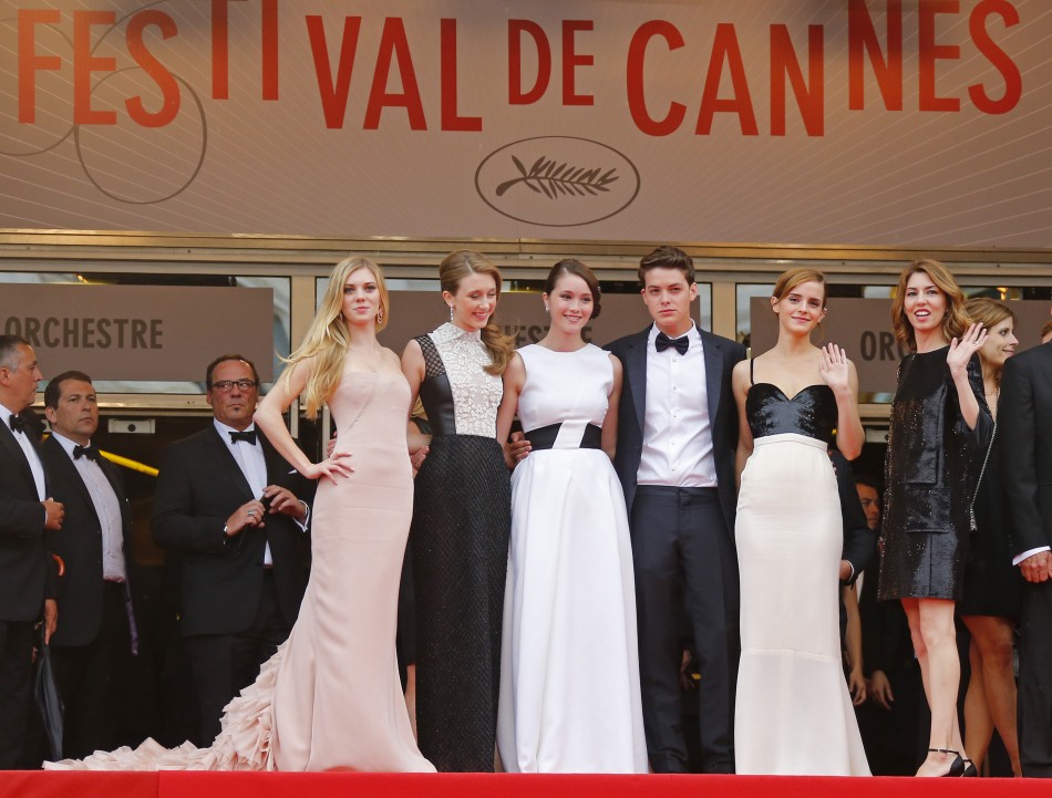 Director Sofia Coppola R and actresses Claire Julien L, Taissa Farmiga 2ndL, Katie Chang 3rdL, Emma Watson 2ndR and actor Israel Broussard, cast members of the film The Bling Ring, arrive for the screening of the film Jeune  J