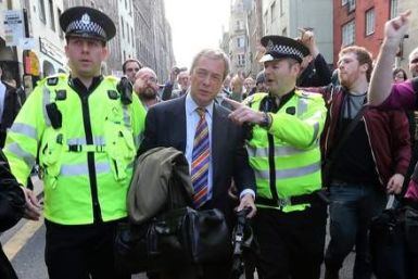 Protesters hound Farage