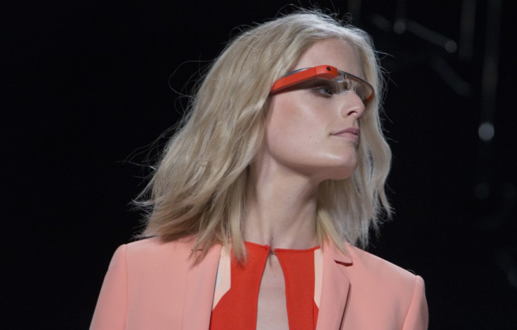 A model wearing Google Glass