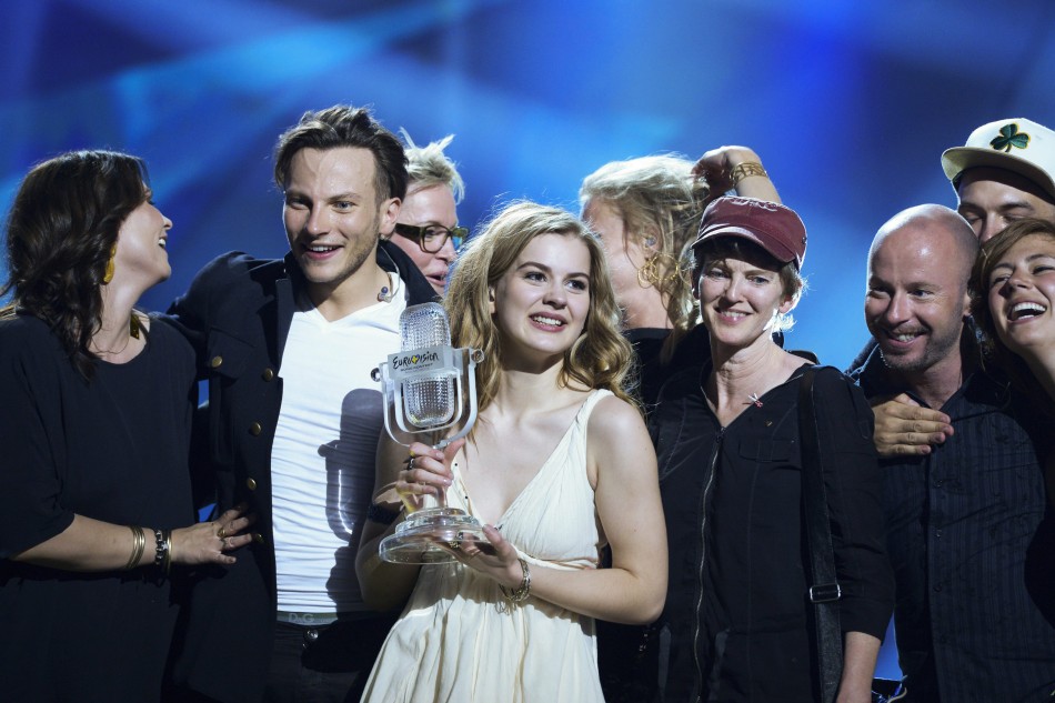 Emmelie de Forest C of Denmark celebrates holding her trophy after she won the 2013 Eurovision Song Contest with her song Only Teardrops at the Malmo Opera Hall in Malmo May 18, 2013.