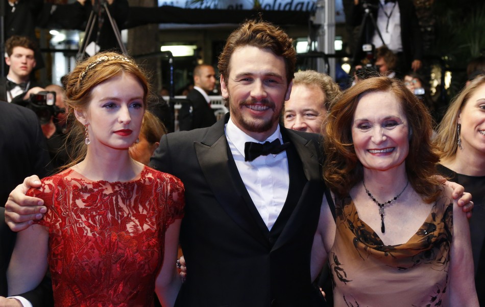 Director and actor James Franco C, cast members Ahna OReilly L and Beth Grant R pose on the red carpet as they arrive for the screening of the film As I Lay Dying in competition in Un certain Regard selection during the