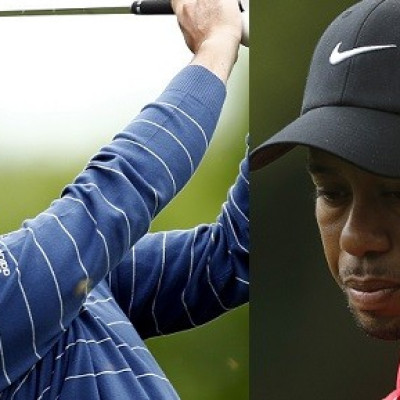 Sergio Garcia (L) and Tiger Woods have been involved in a public feud this month (Reuters)