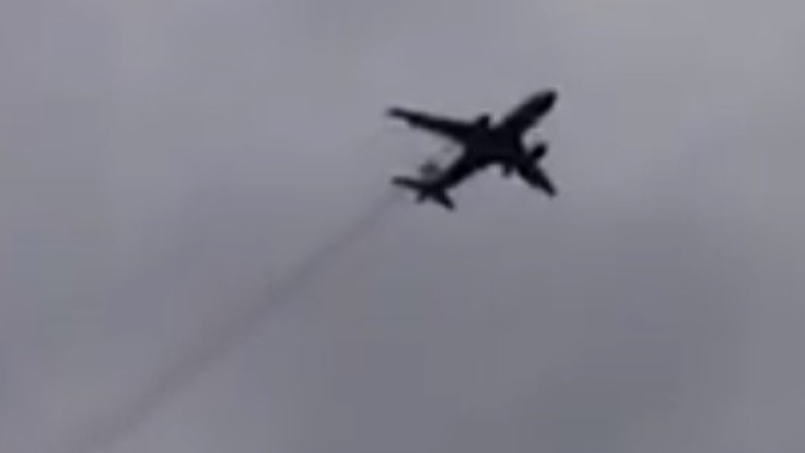 Footage shows the BA plane with a trail of black smoke behind it