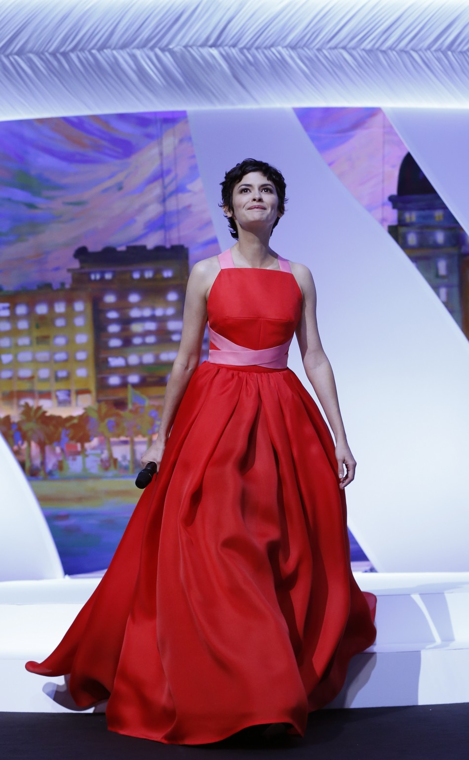 Mistress of Ceremony actress Audrey Tautou arrives on stage during the closing ceremony of the 66th Cannes Film Festival in Cannes May 26, 2013.