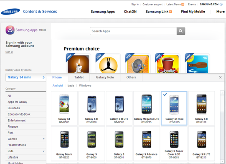 Samsung Galaxy S4 Mini on company website