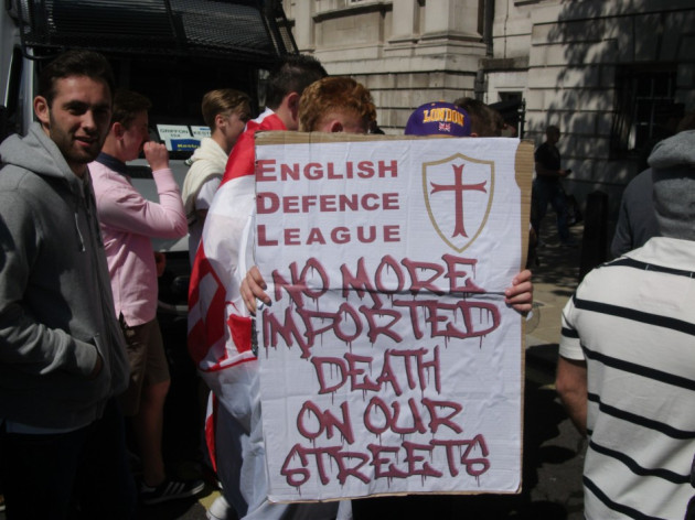 EDL protest followed brutal murder of soldier Lee Rigby by Islamists, in Woolwich EDL protest followed brutal murder of soldier Lee Rigby by Islamists, in Woolwich