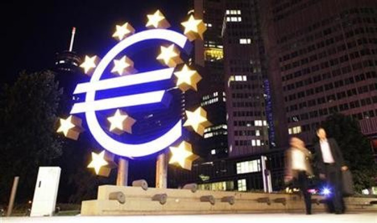 A sculpture showing the euro currency sign is seen in front of the European Central Bank (ECB) headquarters in Frankfurt A sculpture showing the euro currency sign is seen in front of the European Central Bank (ECB) headquarters in Frankfurt