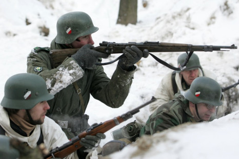 Russian actors play Wehrmacht troops for a Russian film.