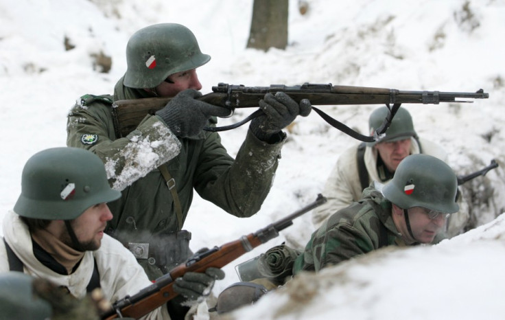 Russian actors play Wehrmacht troops for a Russian film.