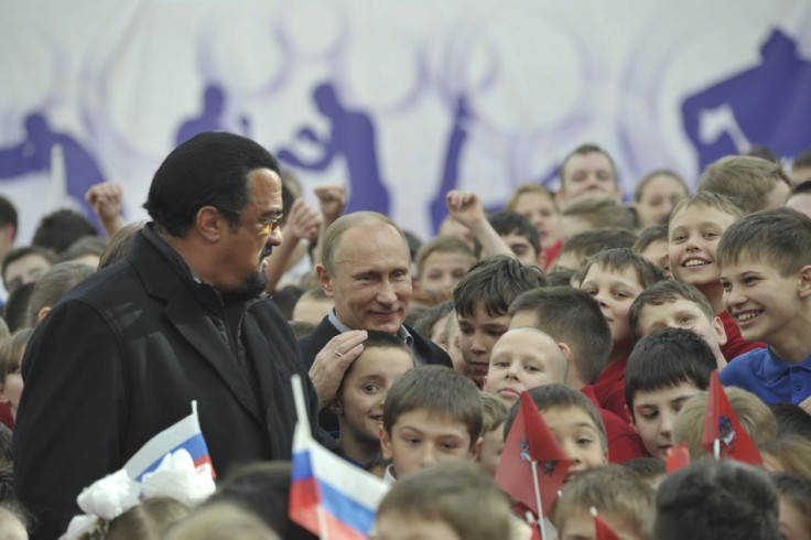 Seagal and Russian president Vladimir Putin at a sports complex in Moscow