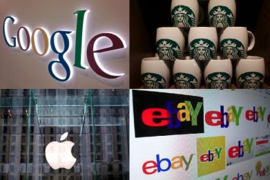 Google, Starbucks, Apple and Ebay are all companies that are being accused of agressive tax avoidance methods (Photos: Reuters)