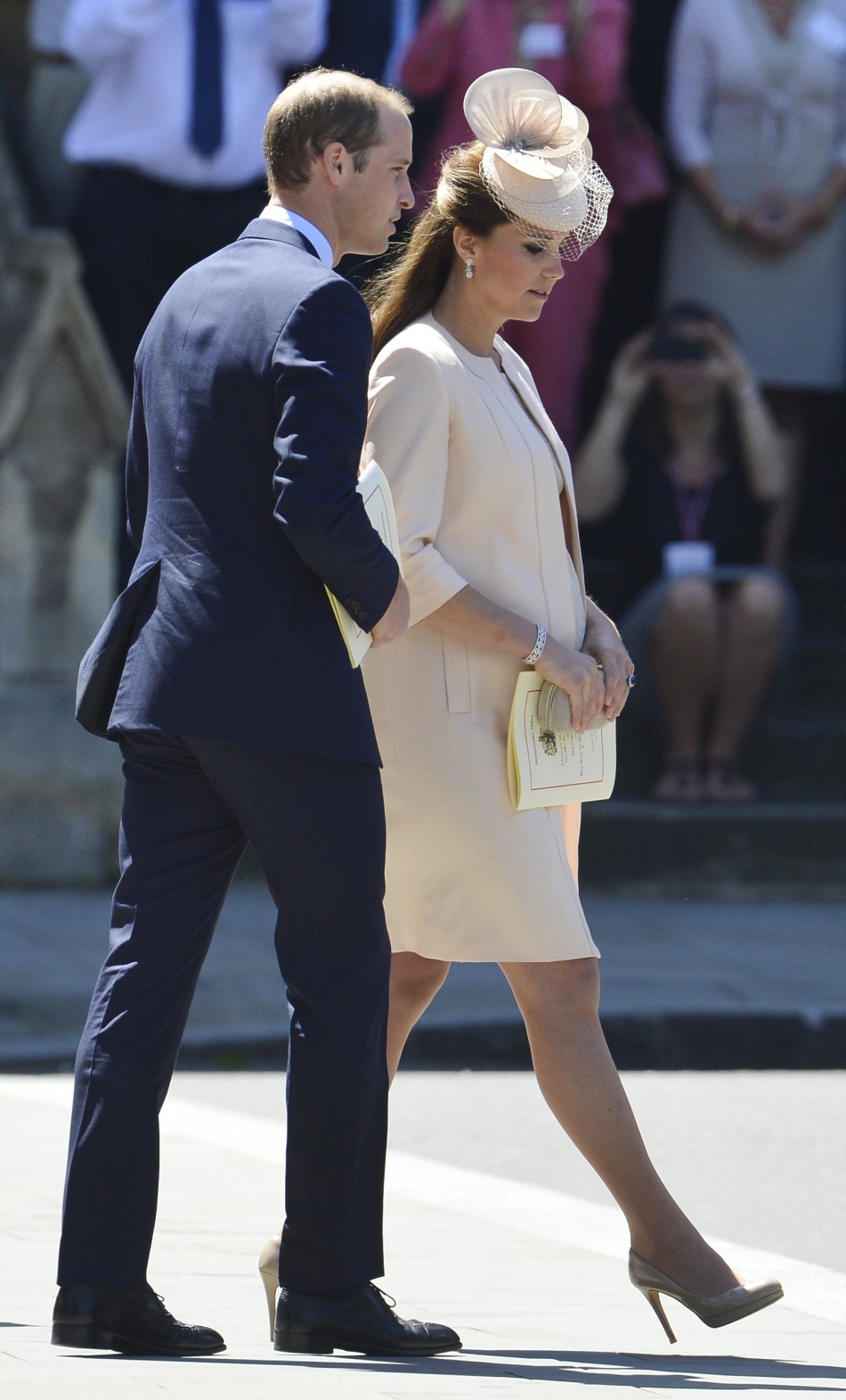 Prince William L and Catherine, Duchess of Cambridge depart Westminster Abbey after celebrating the 60th anniversary of Queen Elizabeths coronation in London June 4, 2013.