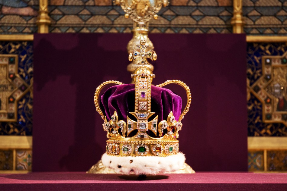 St Edwards Crown, which hasnt been outside the Tower of London for 60 years, is displayed during a service celebrating the 60th anniversary of Queen Elizabeths coronation at Westminster Abbey in London June 4, 2013.