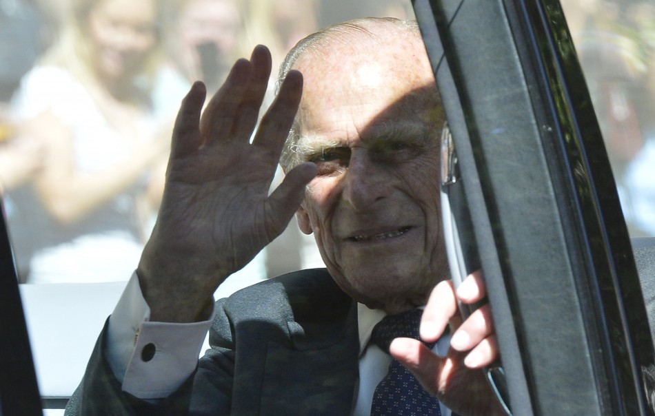 Prince Philip waves as he arrives at Westminster Abbey for a service to celebrate the 60th anniversary of Queen Elizabeths coronation in London June 4, 2013