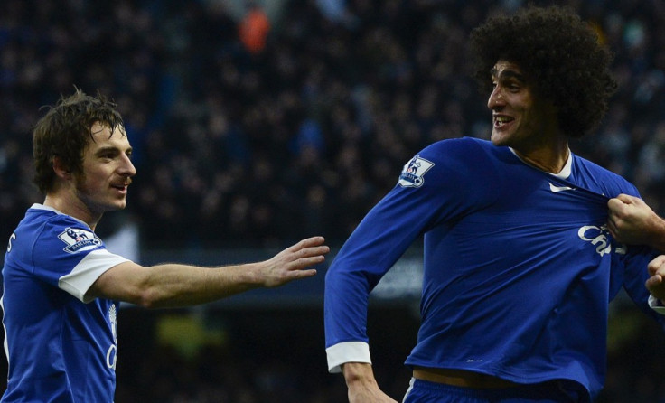 Leighton Baines and Marouane Fellaini