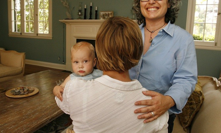 Happy family: Lesbian couple with baby