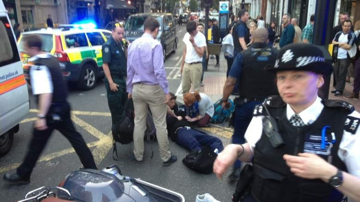 Suspect lies on ground aftr Selfridges raid PIC: Michael Carrozo