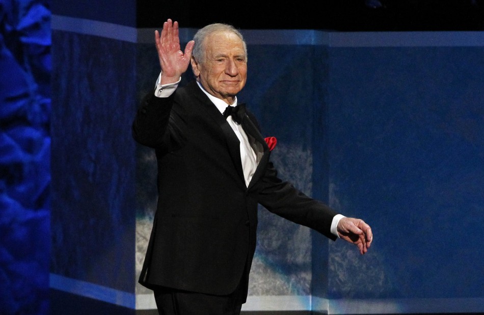 Producer and honoree Mel Brooks waves at the audience as he walks on stage during the American Film Institutes 41st Life Achievement Award Gala at the Dolby theatre in Hollywood, California June 6, 2013.