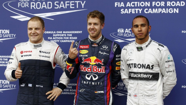 (From L to R) Valtteri Bottas, Sebastian Vettel and Lewis Hamilton