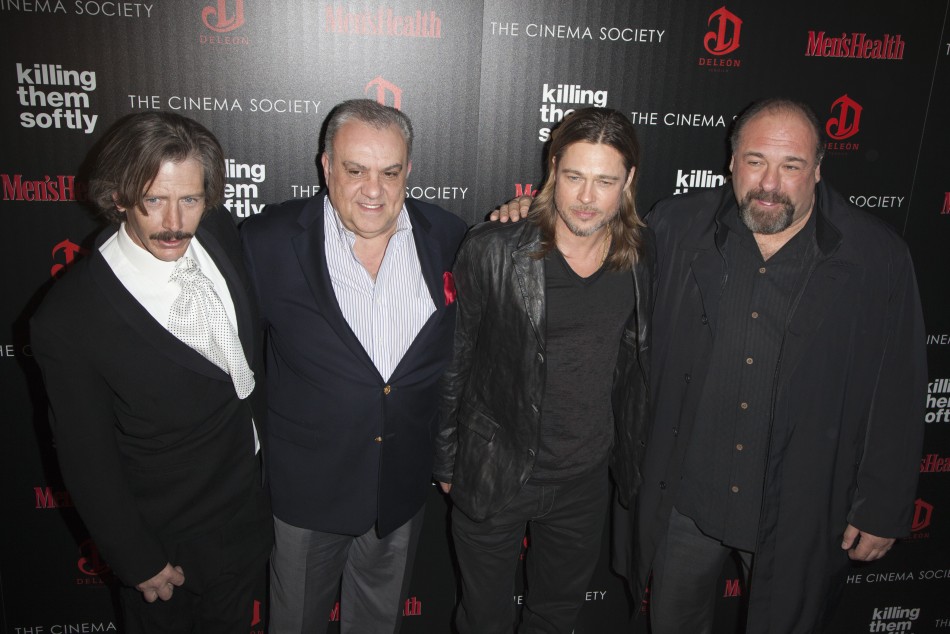 Killing Them Softly cast members Ben Mendelsohn left, Vincent Curatola, Brad Pitt and James Gandolfini