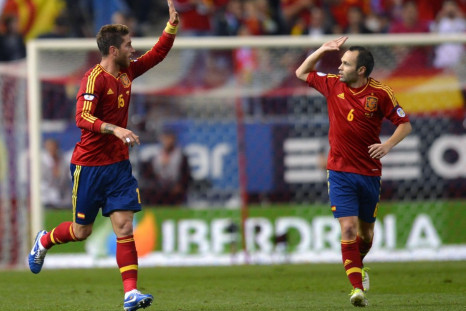 Sergio Ramos (L) and Andres Iniesta