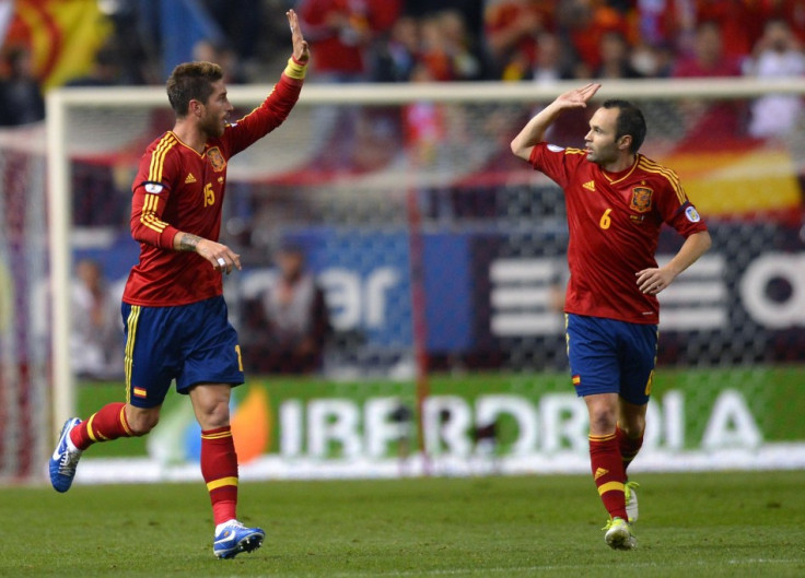 Sergio Ramos (L) and Andres Iniesta