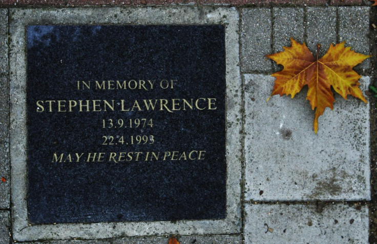 A plaque in memory of murder victim Stephen Lawrence, next to a bus stop in Eltham, south east London, where he was killed (Reuters)