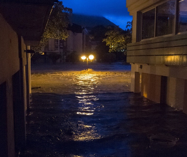 Waters almost reach street light bulbs after River Gave burst banks PIC: Monsignor Chris Brooks