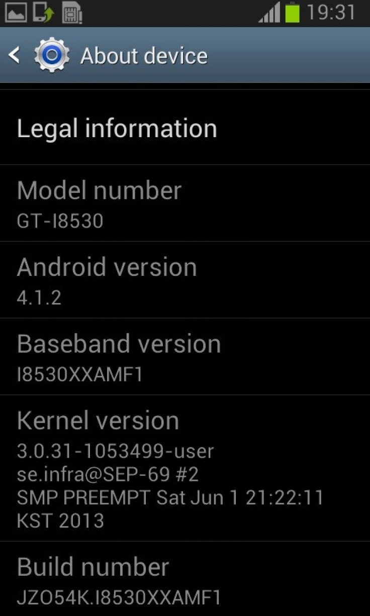 Android 4.1.2 update