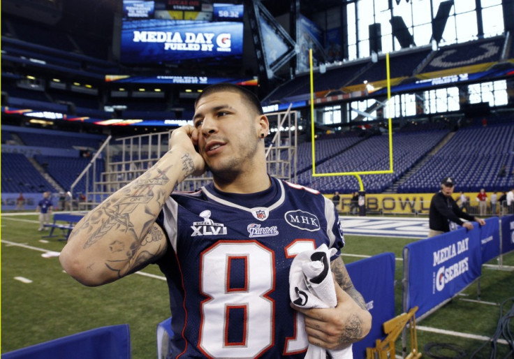 Aaron Hernandez turns out for the New England Patriots