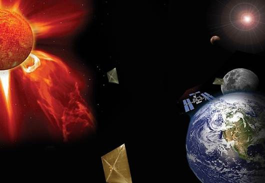Many solar sails in space in artist's impression