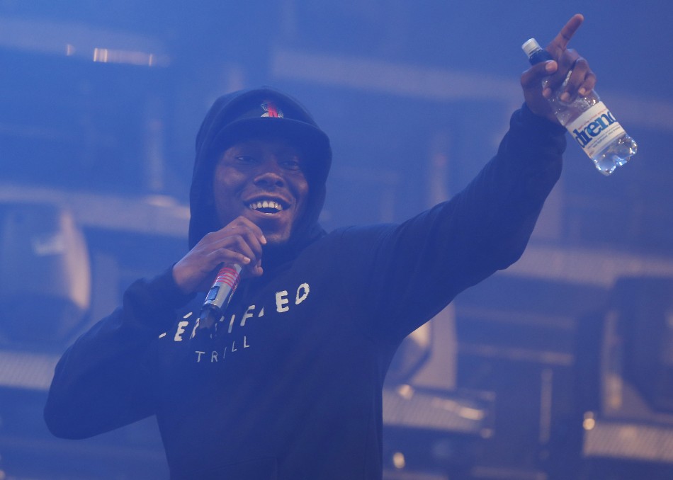 Rapper Dizzee Rascal performs on the Pyramid Stage on the third day of Glastonbury music festival at Worthy Farm in Somerset, June 28, 2013.
