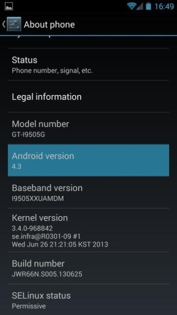 Samsung Galaxy S4 Google Edition running on Android 4.3 Jelly Bean (Courtesy: XDA Developers) Samsung Galaxy S4 Google Edition running on Android 4.3 Jelly Bean (Courtesy: XDA Developers)