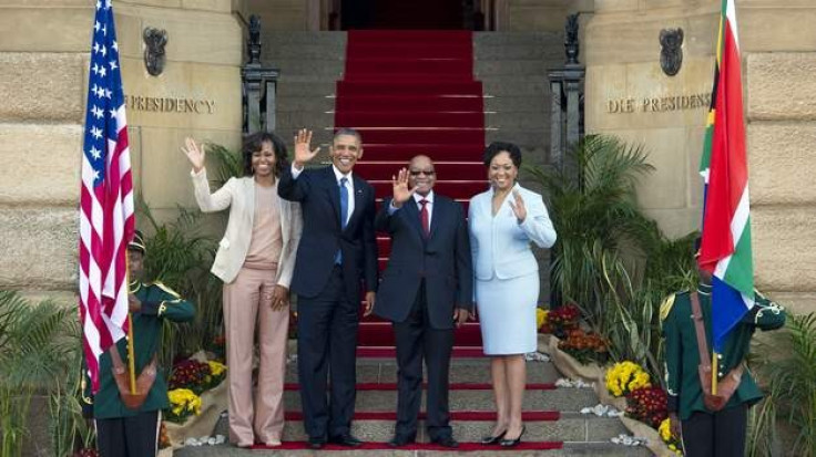 Obama (left centre) with Jacob Zuma and their wives