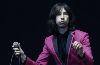 Bobby Gillespie from Primal Scream performs on the Pyramid Stage at Glastonbury music festival at Worthy Farm in Somerset, June 29, 2013.