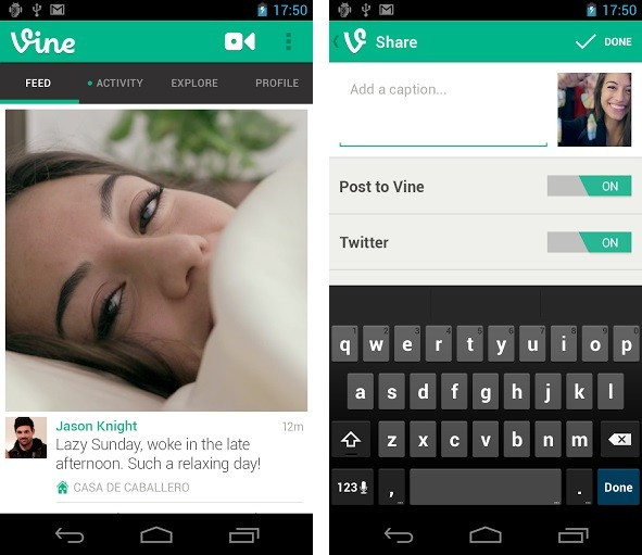 Vine Application for Android (Courtesy: play.google.com)