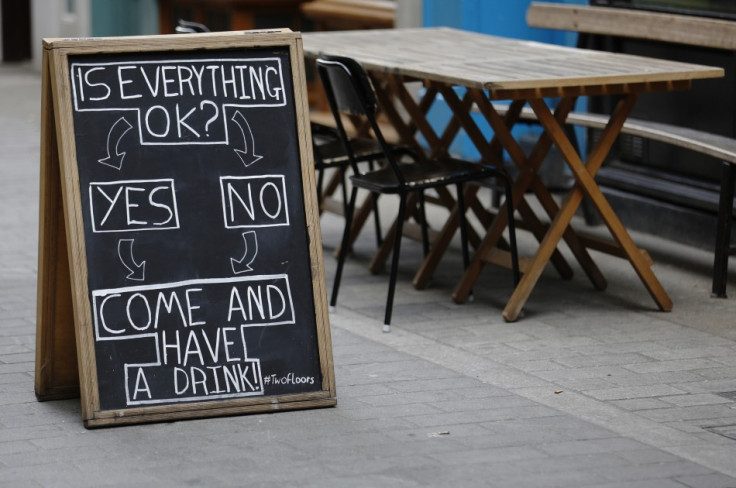 Sign outside British pub