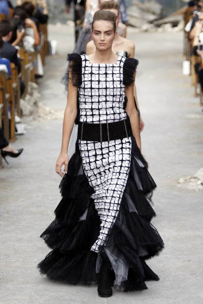 A model presents a creation by German designer Karl Lagerfeld A model presents a creation by German designer Karl Lagerfeld
