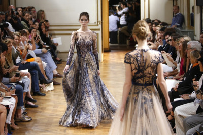 For me its like a dream for a young woman so there is a lot of luxury touches on the dresses, satin, lace, chiffon, shiny fabrics and glittering embroidery, some sequins and crystals, Murad said of his collection. For me its like a dream for a young woman so there is a lot of luxury touches on the dresses, satin, lace, chiffon, shiny fabrics and glittering embroidery, some sequins and crystals, Murad said of his collection.