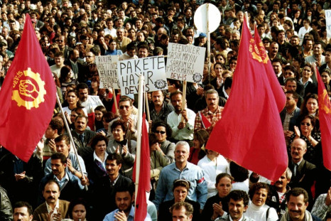 Nearly 6,000 demonstrators took to the streets in Cyprus as around 20,000 civil servants and workers  went on general strike in the north to protest the economic conditions (Photo: Reuters)