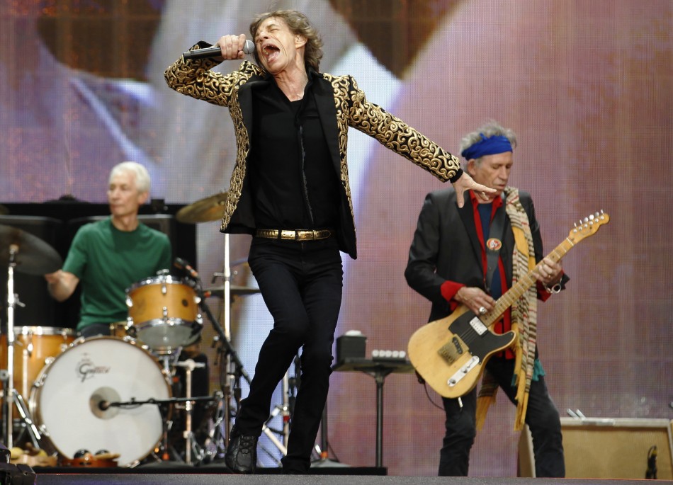 Drummer Charlie Watts, Mick Jagger and Keith Richards R of the Rolling Stones perform at the British Summer Time Festival in Hyde Park in London July 6, 2013